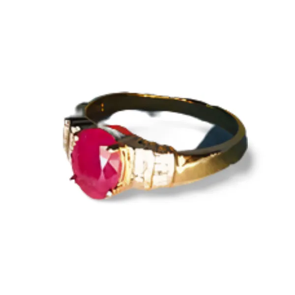 Gorgeous Estate 14K Yellow Gold Ruby Diamond Band Floral Ring