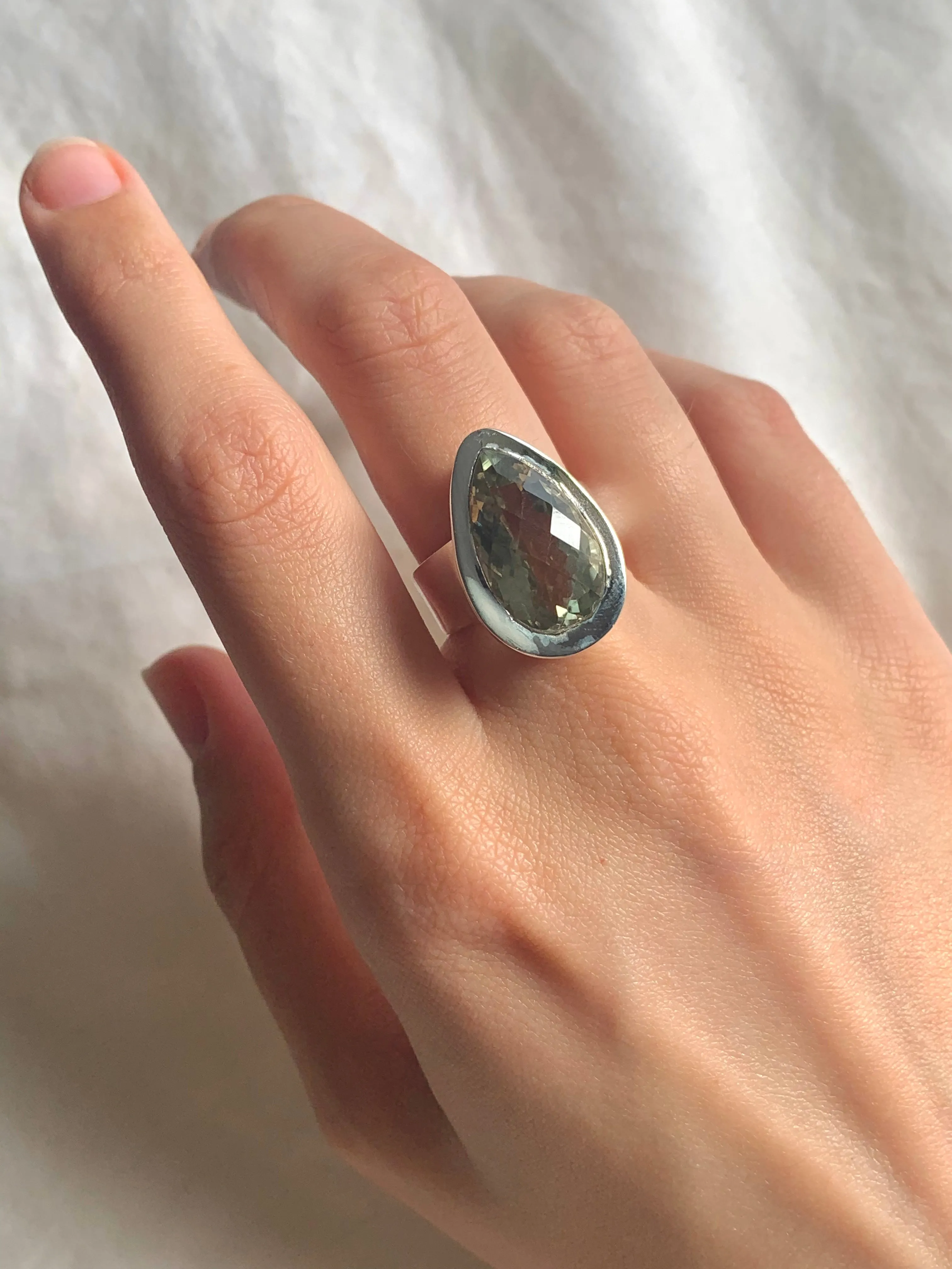 Green Amethyst Ansley Ring - Teardrop (US 7.5)