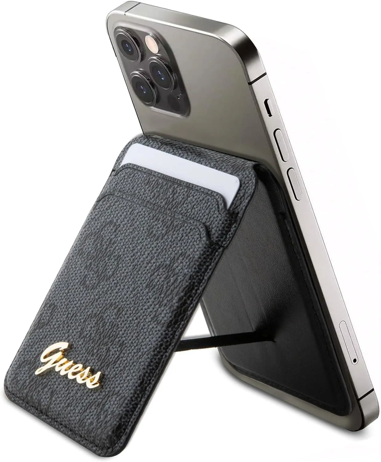 Guess 4G Classic Logo Wallet Card Slot Stand Case with MagSafe Black - GUWMSHG4SHK