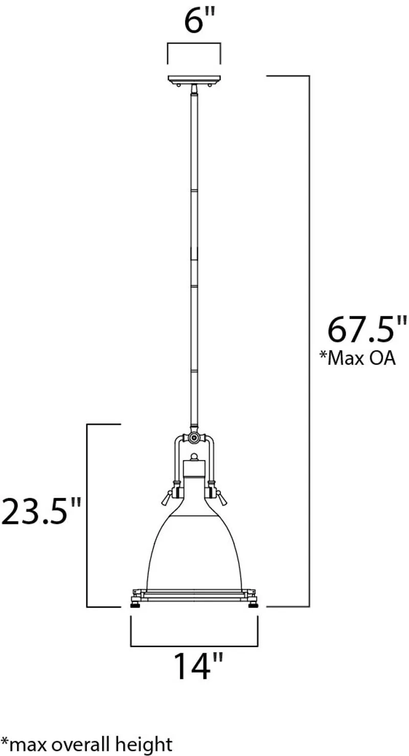 Hi-Bay 23.5" Single Light Pendant in Satin Nickel