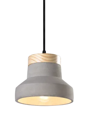 Industrial Concrete & Pine 6" Pendant