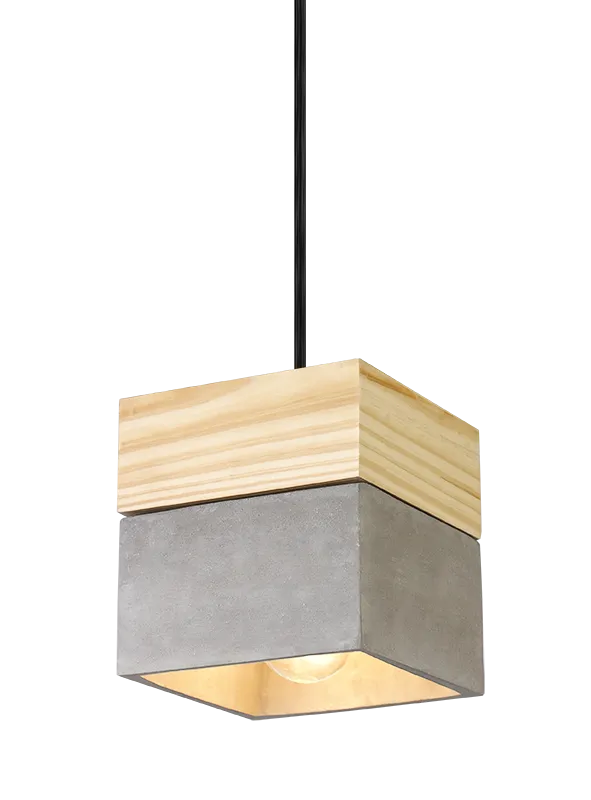 Industrial Concrete & Pine 7" Pendant