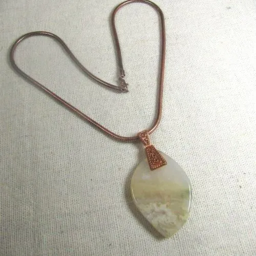 Jasper Pendant on Copper Chain Necklace