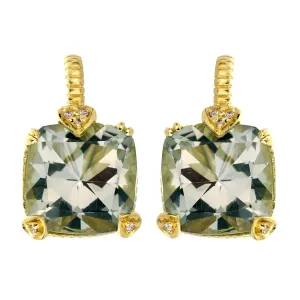 Judith Ripka Diamond & Quartz Yellow Gold Earrings