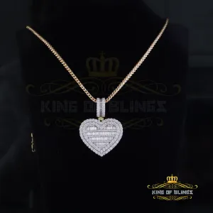 King Of Bling's Big 15.74ct Cubic Zirconia Baguette Silver Beautiful Yellow Heart Shape Pendant