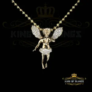 King Of Bling's Yellow 925 Sterling Silver Angel type Shape Pendant with 0.70ct Cubic Zirconia