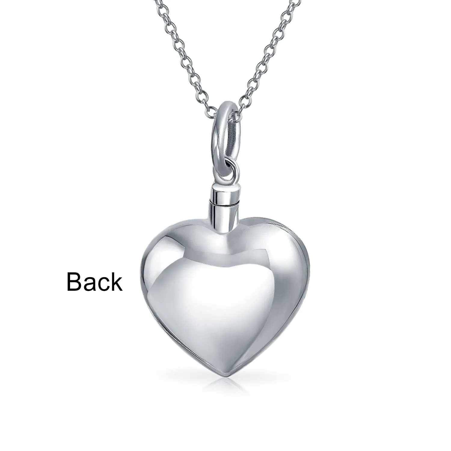 Large Puff Heart Locket Necklace for Ashes Sterling Silver Memorial Pendant Urn