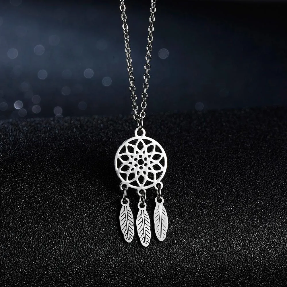 Lotus Pendant Necklaces Dream Catcher