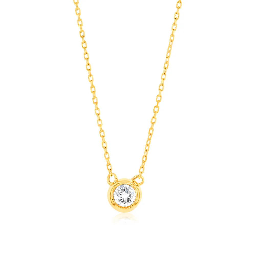 Luminesce Lab Grown Solitaire Diamond 15-19Pt Pendant in 9ct Yellow Gold with Chain