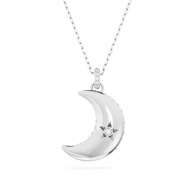 Luna White Rhodium Plated Moon Pendant 5666181