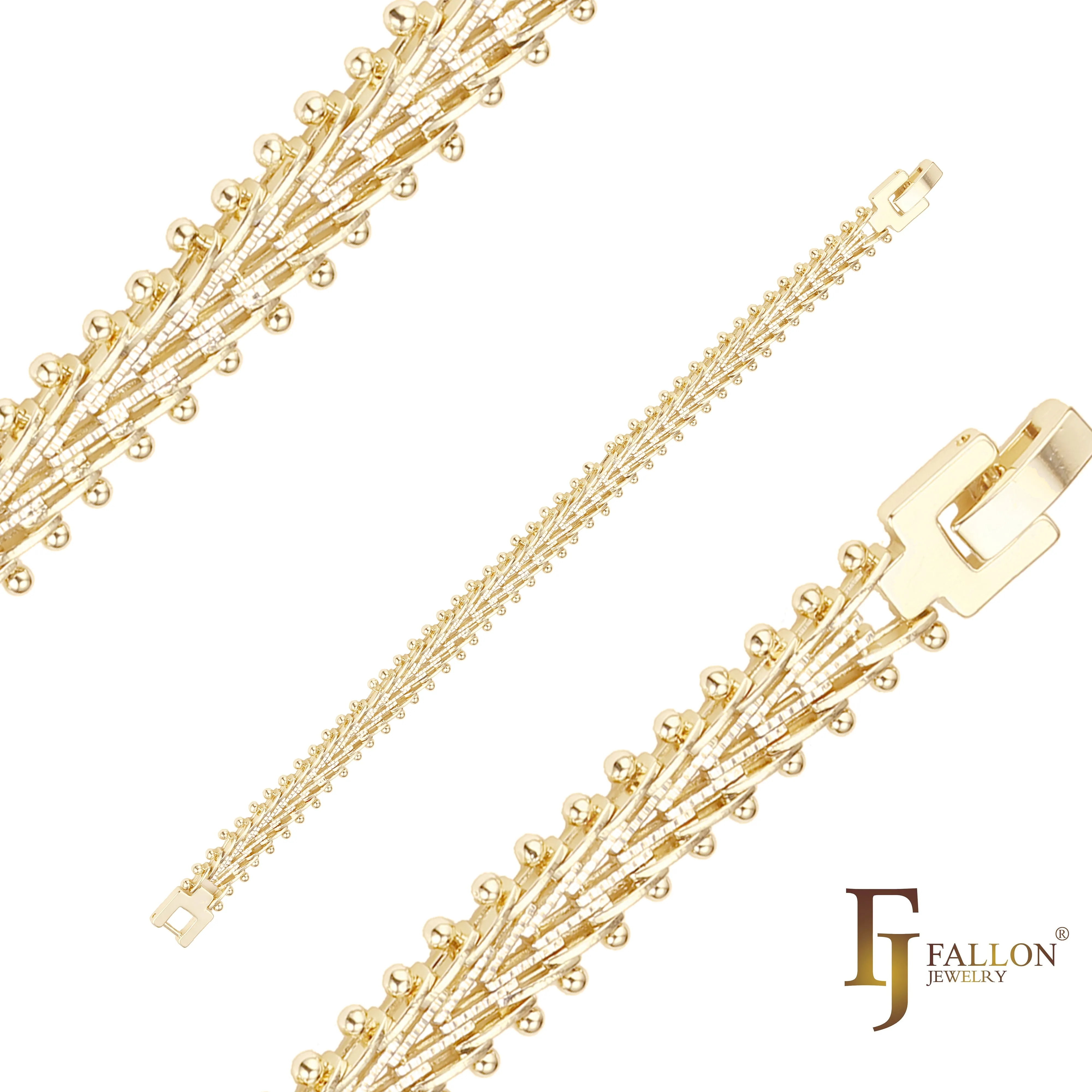 Luxurious complex link bracelets plated in 14K Gold Color