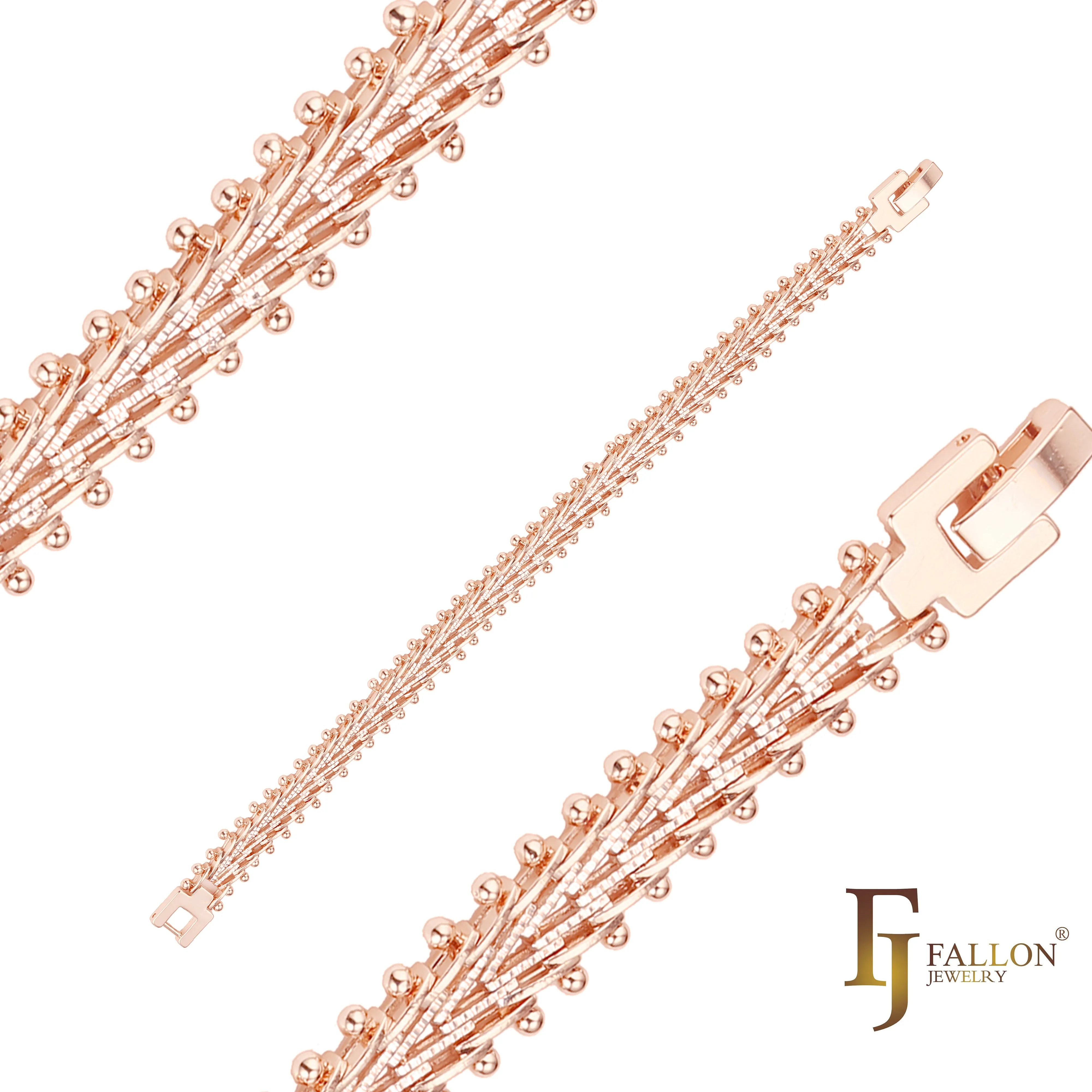 Luxurious complex link bracelets plated in 14K Gold Color