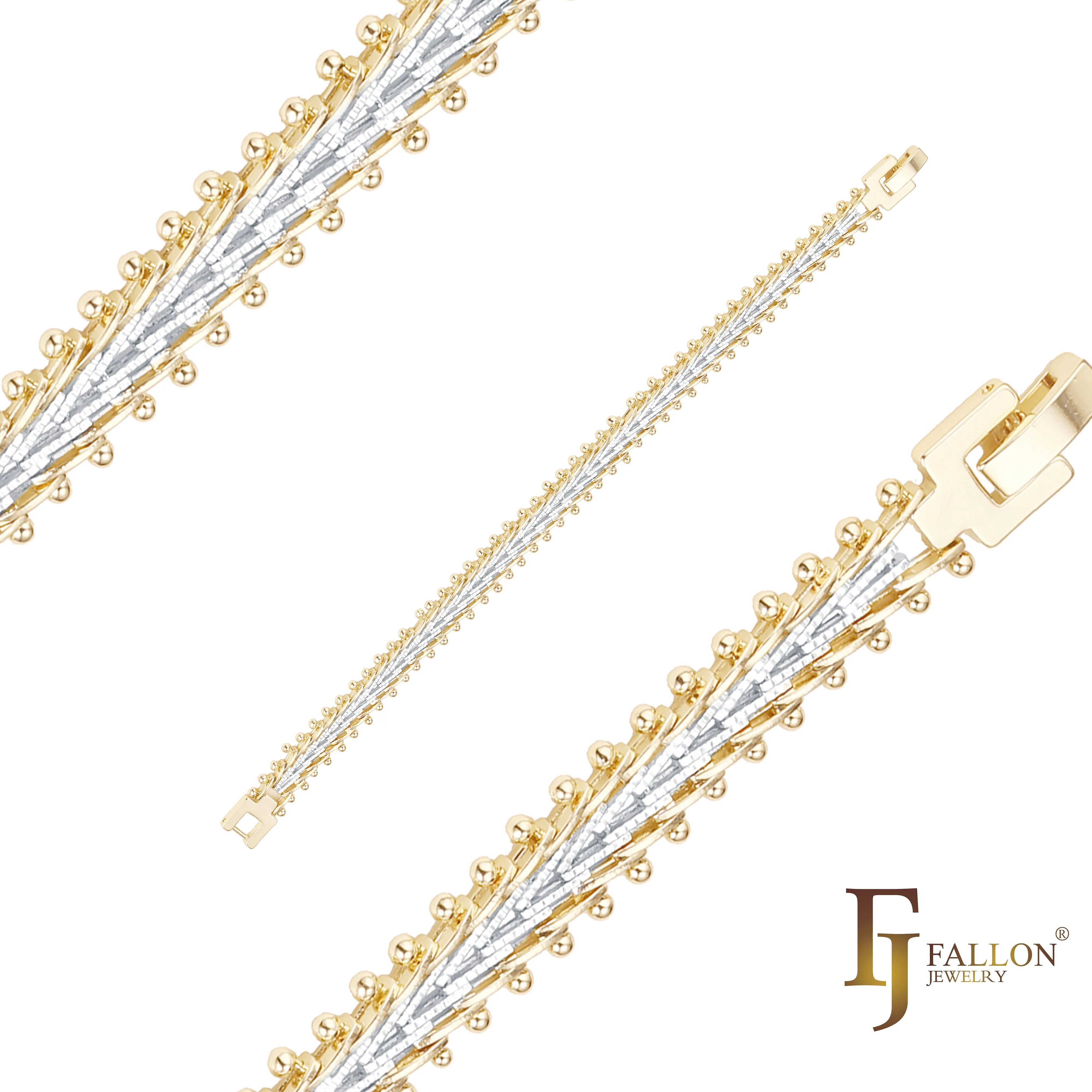 Luxurious complex link bracelets plated in 14K Gold Color