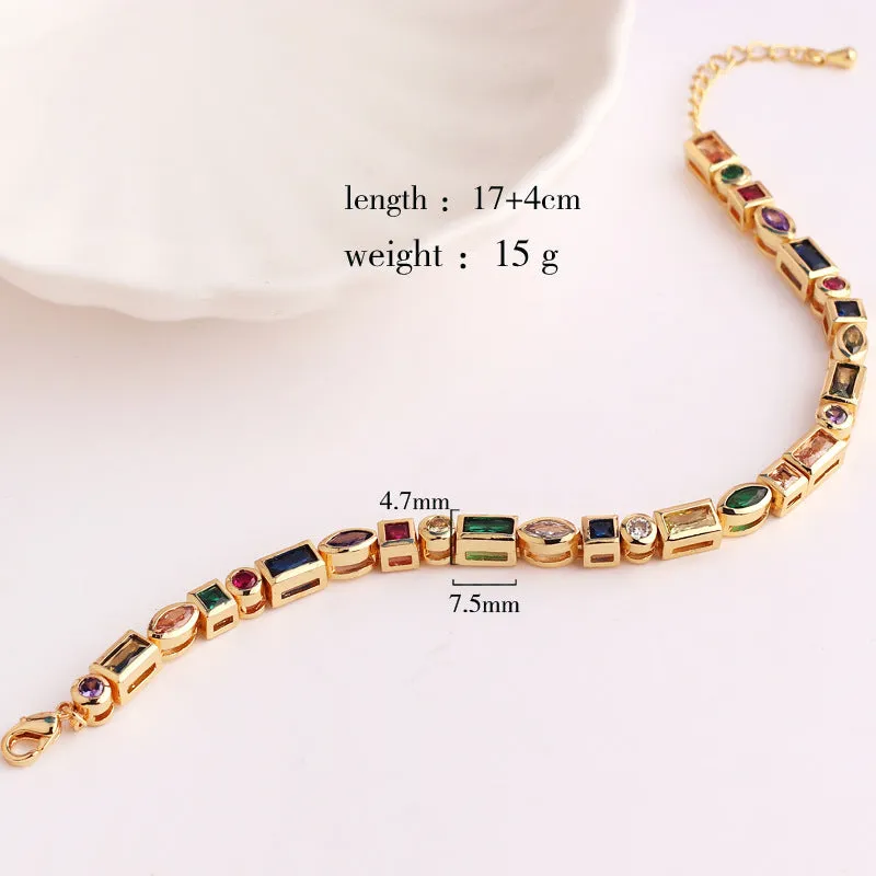 Luxurious Women Quadrilateral Ellipse Round Geometric Copper Electroplating Bracelets