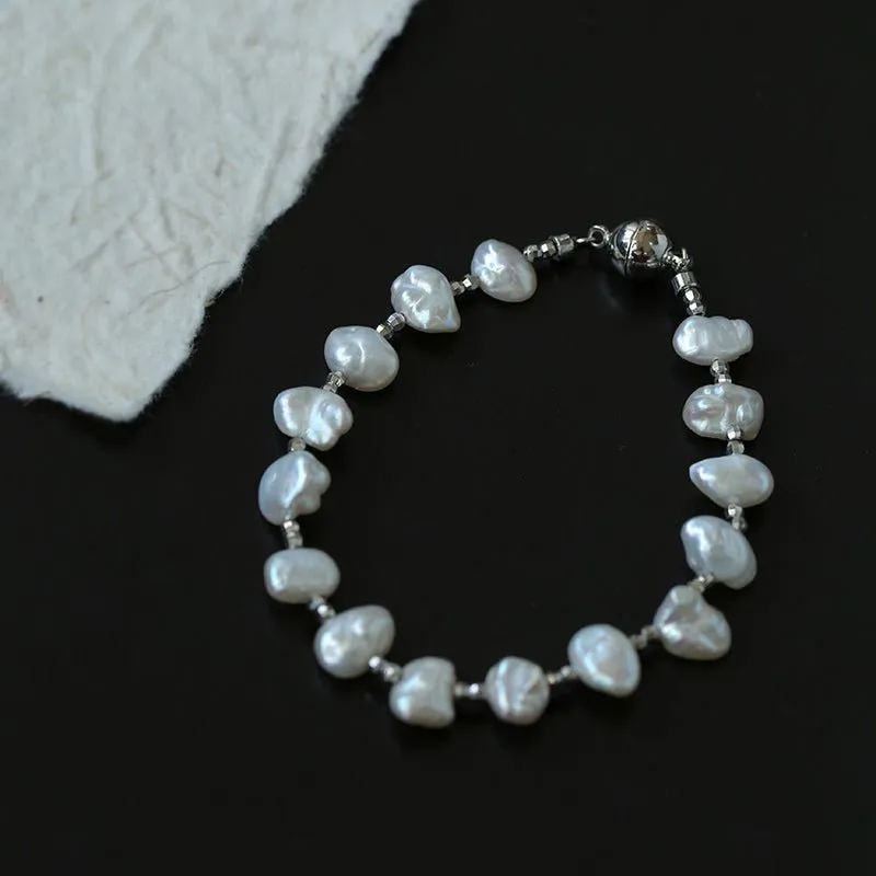 Luxury Shining Passepartout Crushed Baroque Pearl Bracelet