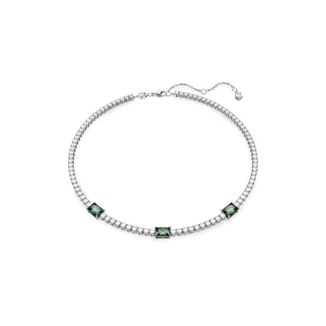 Matrix Mixed Cuts Green Rhodium Plated Tennis Necklace 5666168