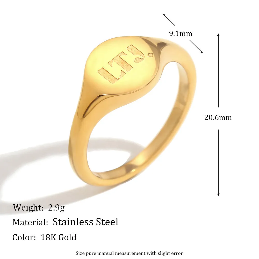 Minimalist Fashion Letter Text Number Stainless Steel Electroplating Rings