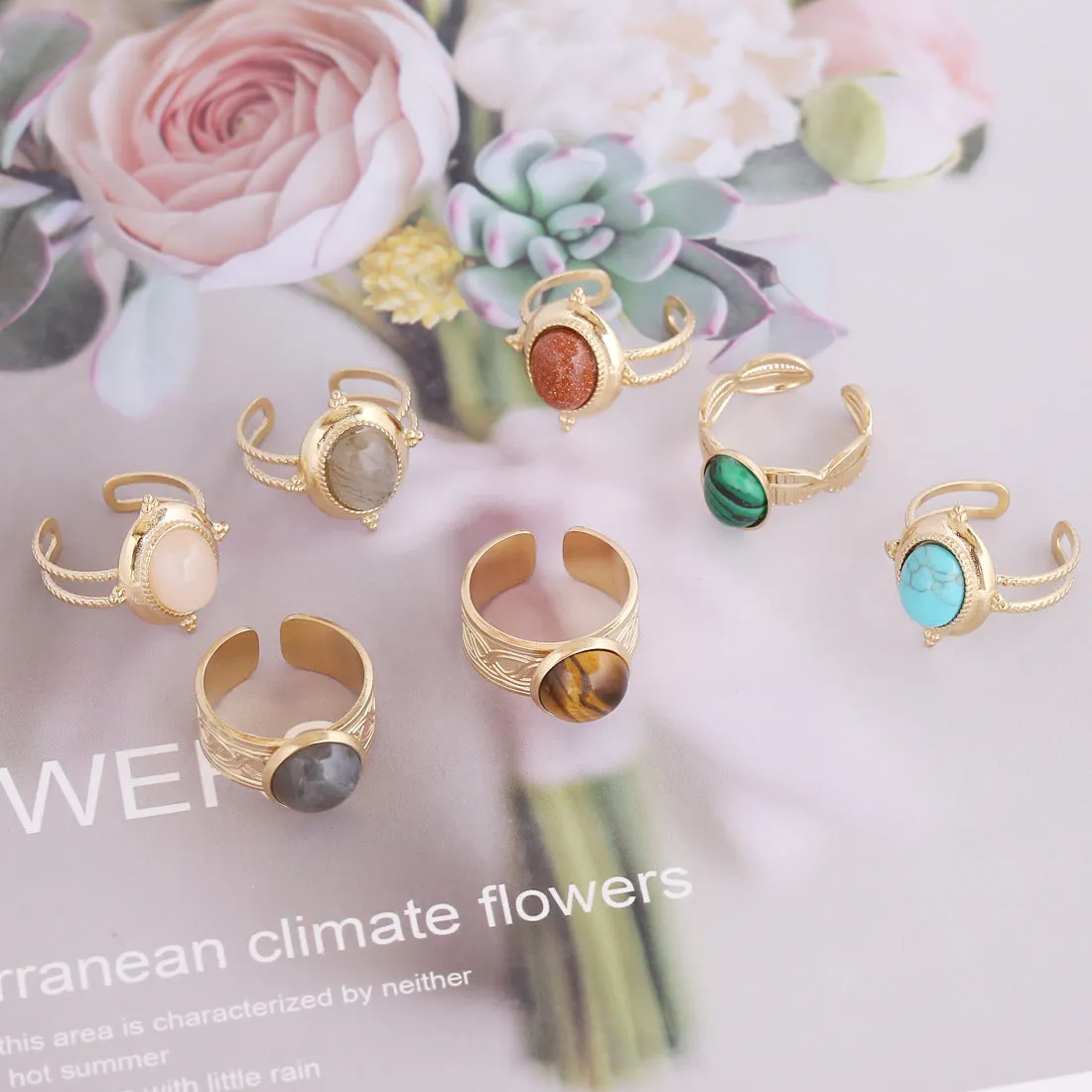 Minimalist Flower Stainless Steel Rings