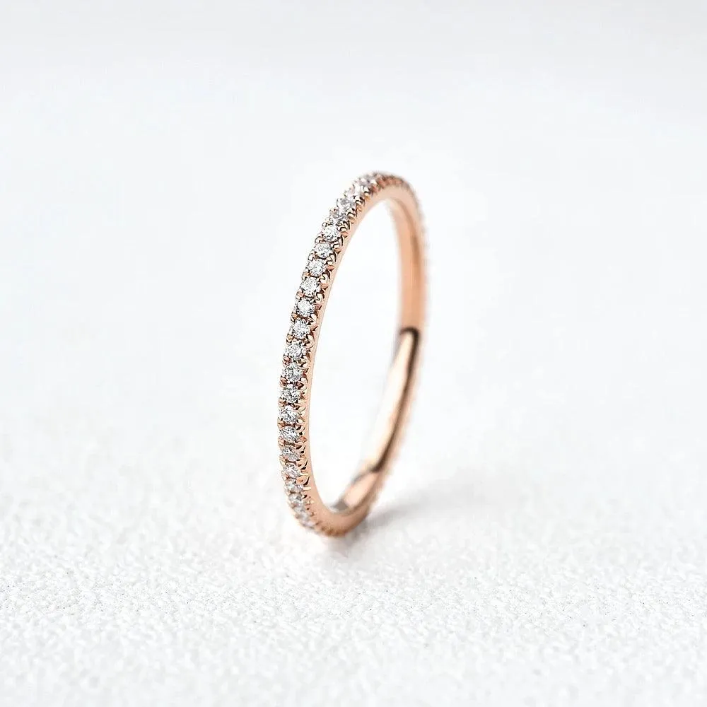 Minimalist Pave Moissanite Stacking Ring