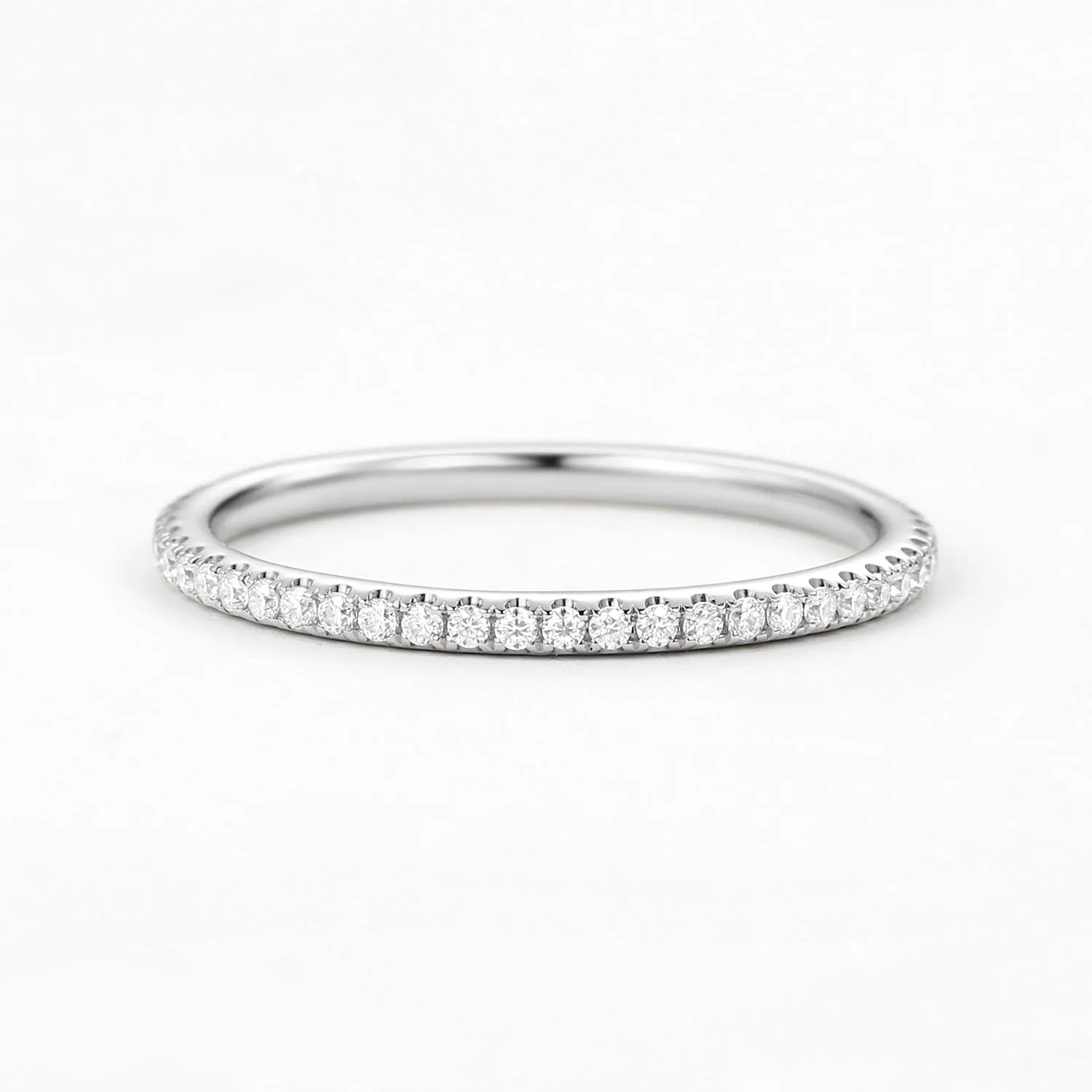 Minimalist Pave Moissanite Stacking Ring