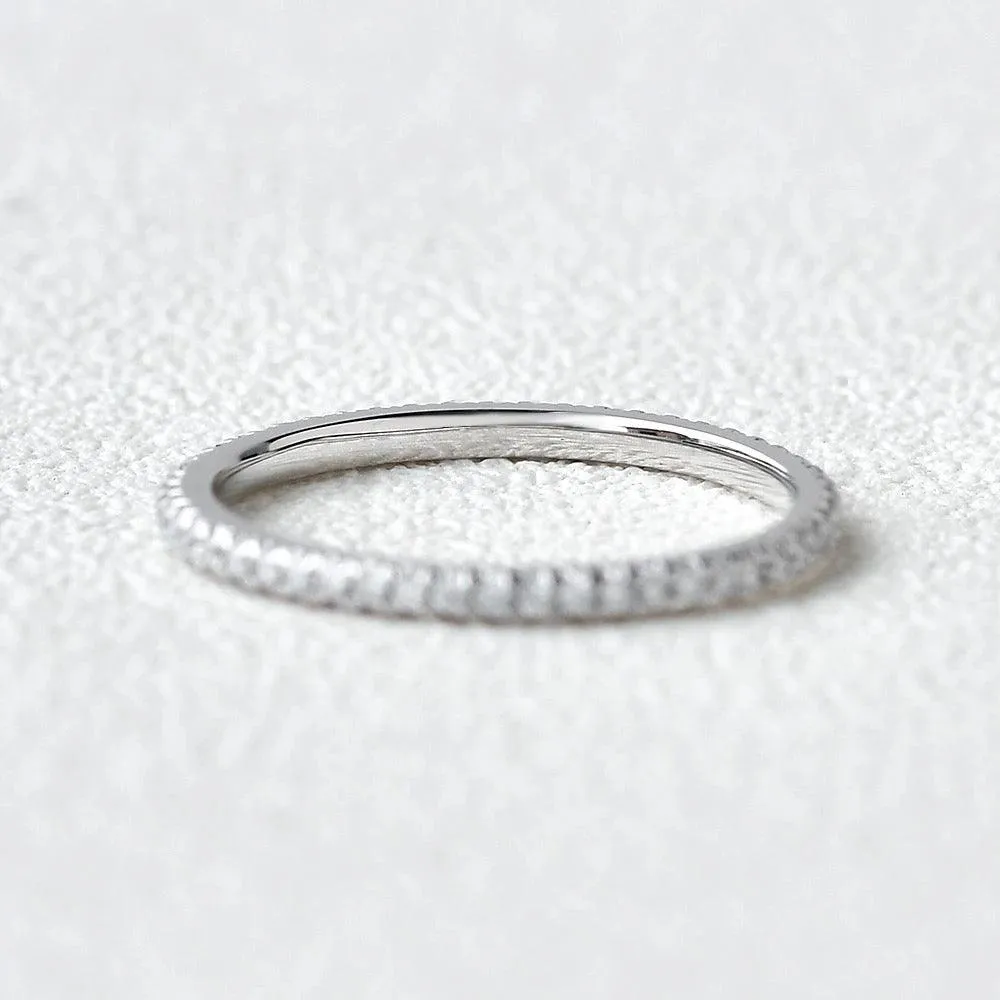 Minimalist Pave Moissanite Stacking Ring