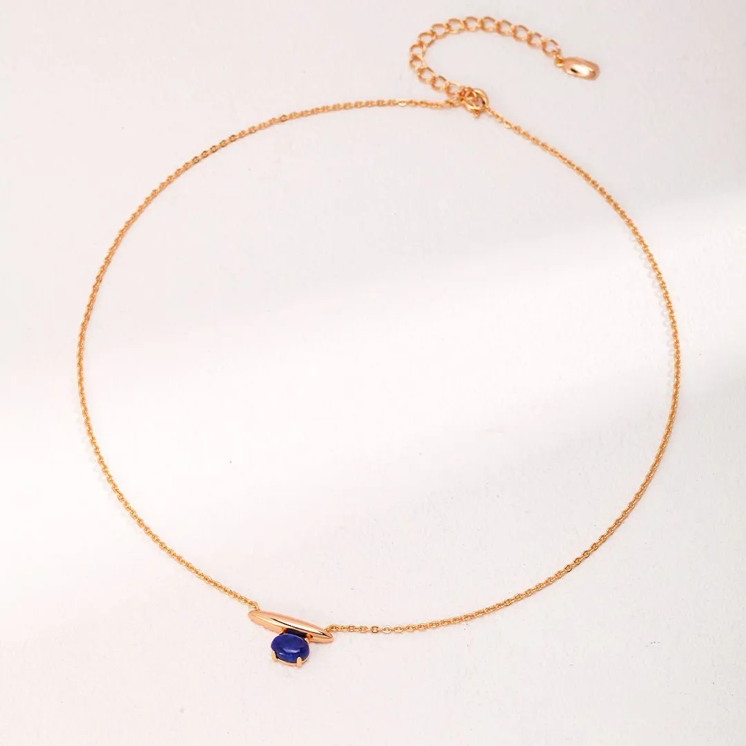 Minimalist Sterling Silver Lapis Lazuli Pendant Necklace