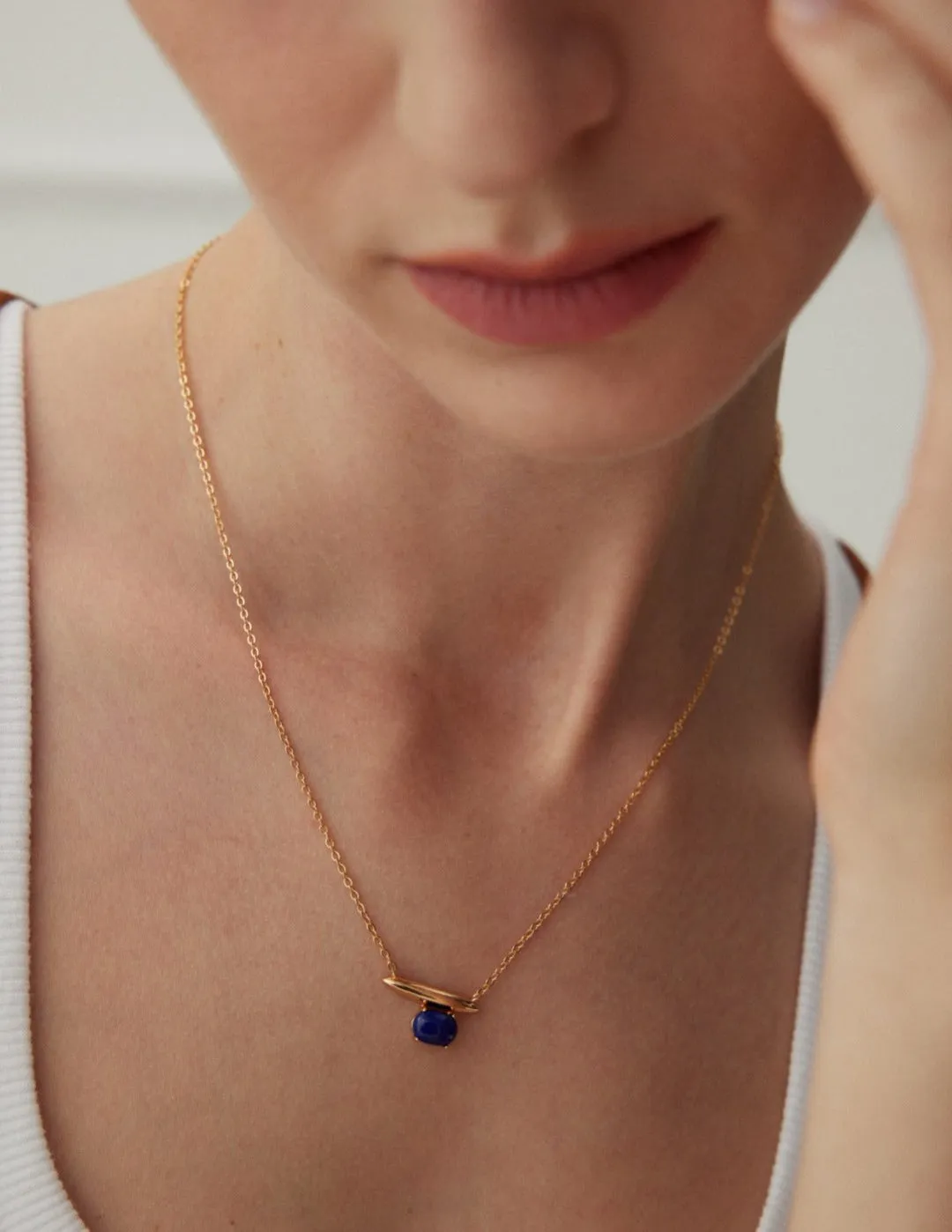 Minimalist Sterling Silver Lapis Lazuli Pendant Necklace