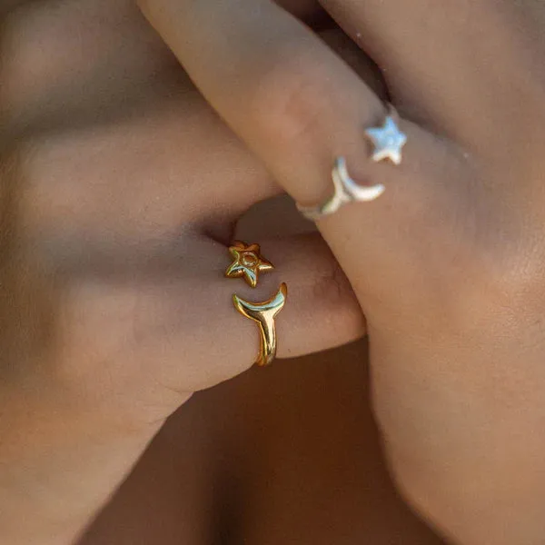 Moon and Star Gold Ring