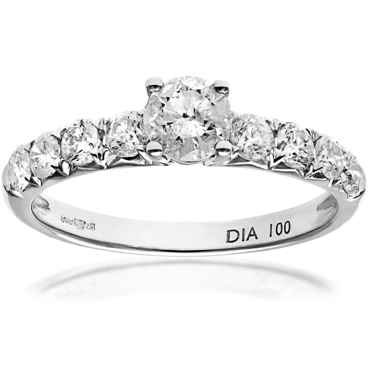 Naava 18ct White Gold Shoulder Set Engagement Ring, IJ/I Certified Diamonds, Round Brilliant