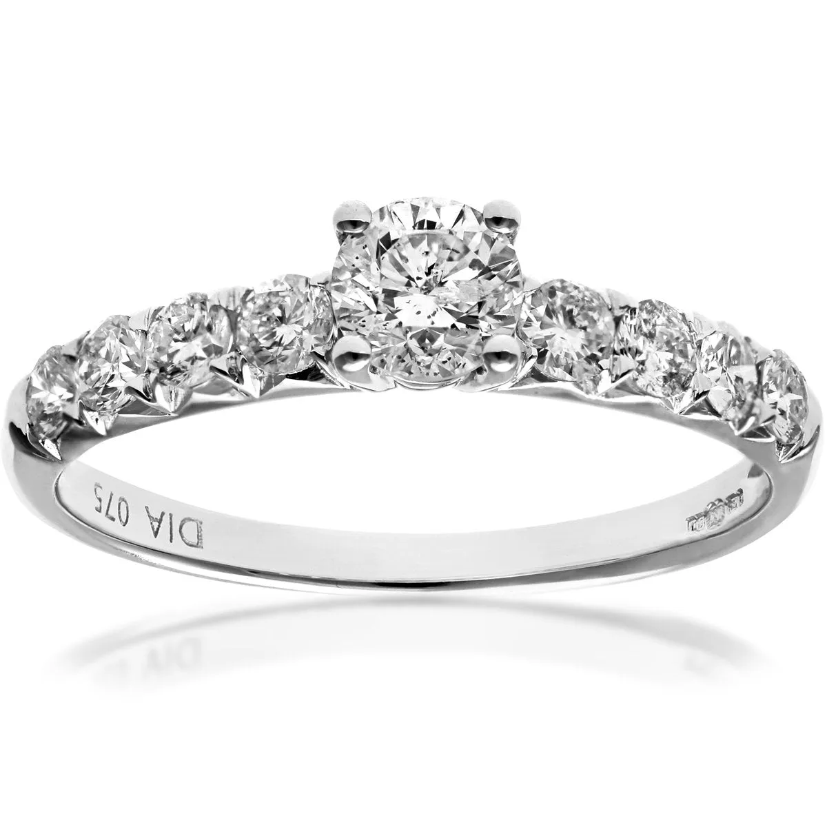 Naava 18ct White Gold Shoulder Set Engagement Ring, IJ/I Certified Diamonds, Round Brilliant