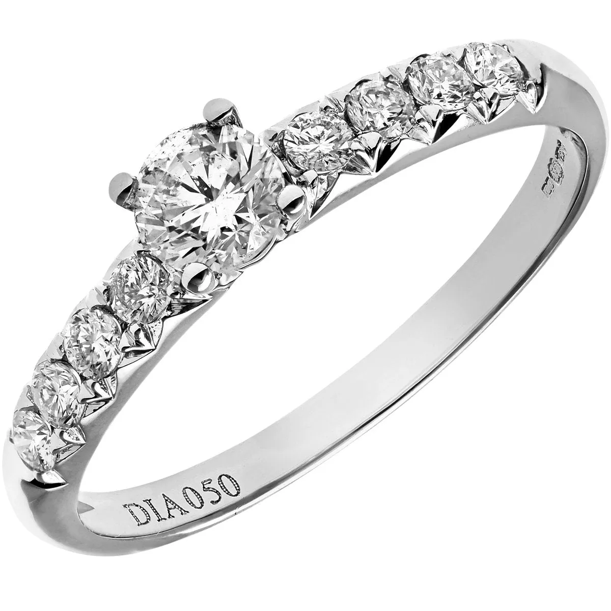 Naava 18ct White Gold Shoulder Set Engagement Ring, IJ/I Certified Diamonds, Round Brilliant