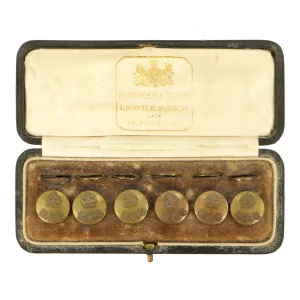 Original British WWI Royal Flying Corps Officer’s Uniform Button Set With Case - Private Purchase - Hawkes & Co