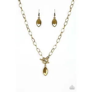 Paparazzi Club Sparkle - Brass Necklace & Earrings Set