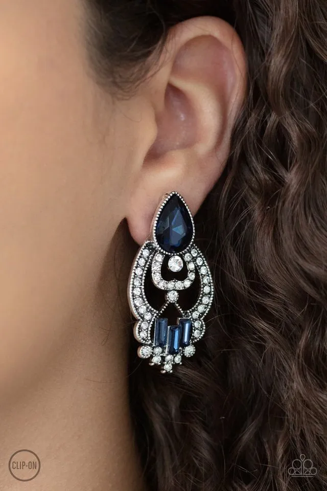 Paparazzi Earring ~ Glamour Gauntlet - Blue