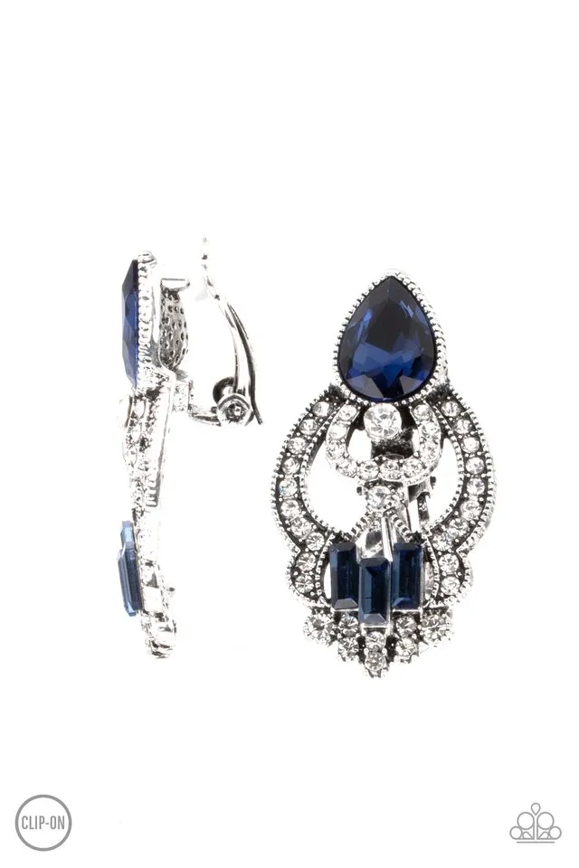 Paparazzi Earring ~ Glamour Gauntlet - Blue