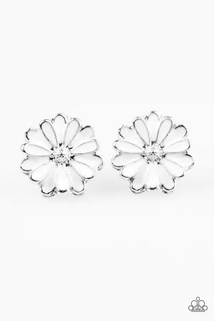 Paparazzi Earring ~ Magnificent Magnolia - White