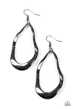 Paparazzi Earring ~ Melt Down - Black