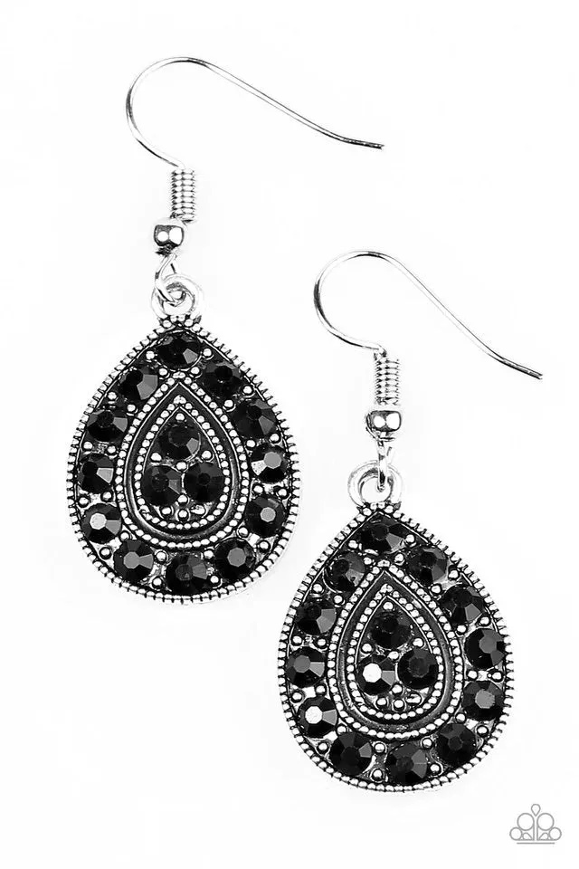 Paparazzi Earring ~ Storming Shimmer - Black