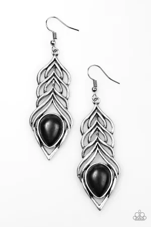 Paparazzi Earring ~ Swinging Sparrow - Black