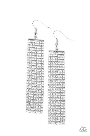 Paparazzi Earring ~ Top-Down Shimmer - White