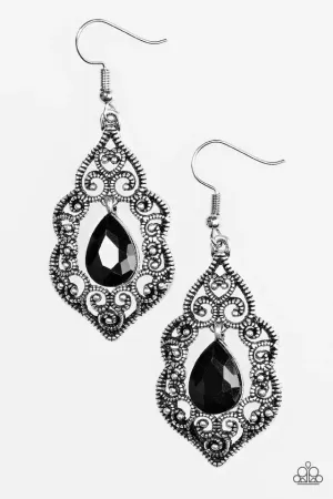 Paparazzi Earring ~ Work The CROWN - Black