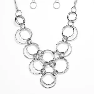 Paparazzi Necklace ~ Ringing Off The Hook - Silver