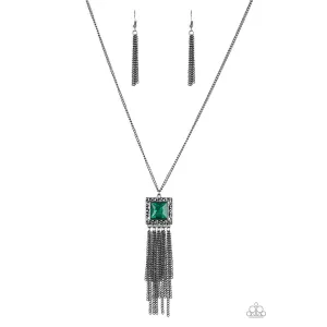 Paparazzi Shimmer Sensei Green Necklace & Earrings Set