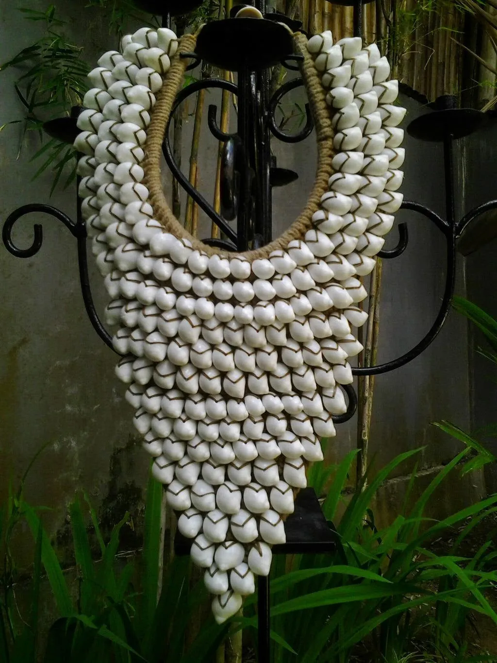 Papua Native Warrior necklace Full of natural white shells