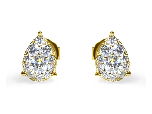 Pear Shape Diamond Stud Earrings 0.39ctw