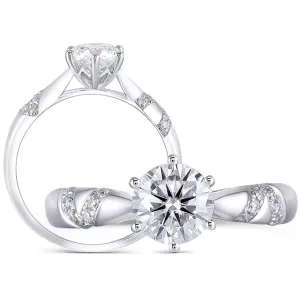 Platinum Plated Silver Moissanite 1 Carat Solitaire Ring