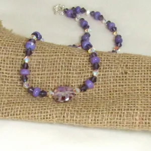 Purple Handmade Artisan Bead Necklace