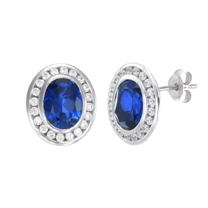 Regal Blue Sapphire Oval Earrings