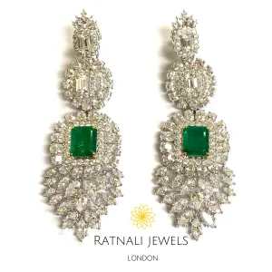 Regal Emerald & Diamond Chandelier Earrings