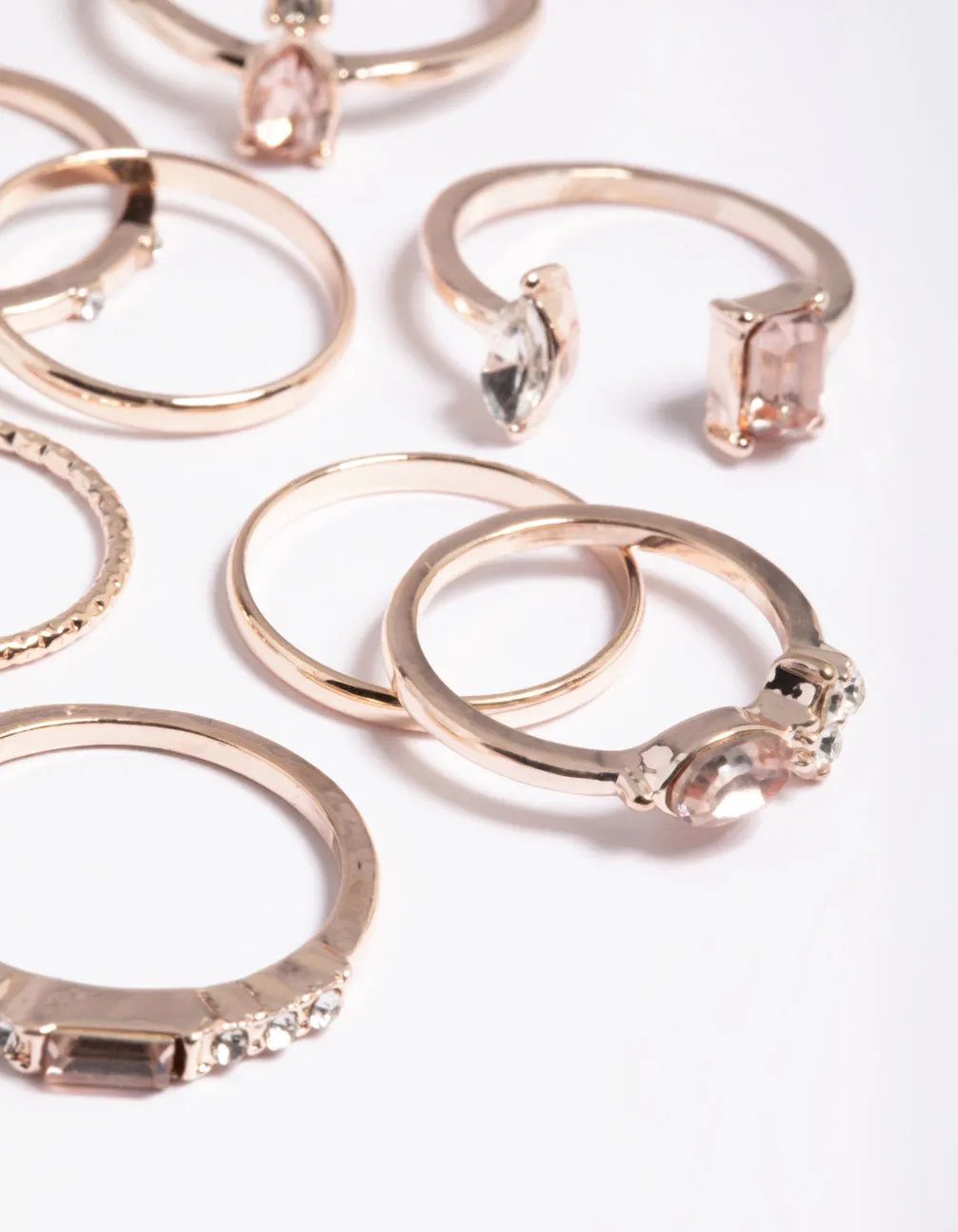 Rose Gold Stone & Band Mix Ring Pack